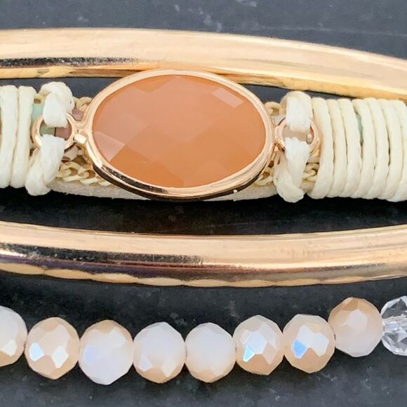 Desert Dawn Cuff Bracelet - Vegan Leather with Crystal Accents & Magnetic Clasp - Picture 3 of 7